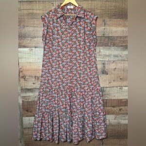 Natural Life Sleeveless Tiered Shirtdress Floral Print Boho Women’s size L/XL